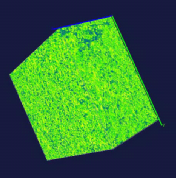 X-Tomography on compressed powder revealing density defect in blue